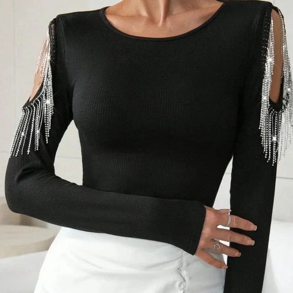 Sweetheart Neckline Off Shoulder Tight Tee - Picture 6 of 6